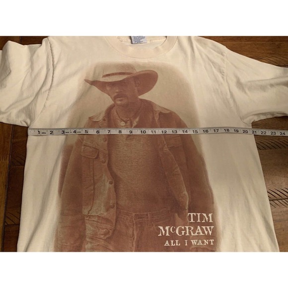 Vintage 90s Tim McGraw All I Want Large Print Tan TShirt Sz Large USA MADE, Wow! - Picture 8 of 10